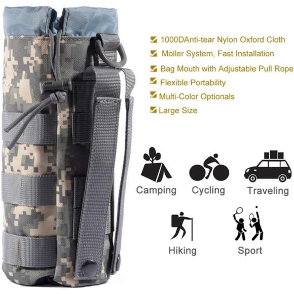 Sports Water Bottles Pouch Bag, Tactical Drawstring Molle Water Bottle Holder - Picture 6 of 6